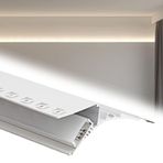 Tavan Çerçevesi, Dolaylı Aydınlatma için LED'li Alüminyum Geçit Pervazı, 45° Açılı ve LED Difüzörlü, Duvar ve Tavan Kaplama Profili (12
