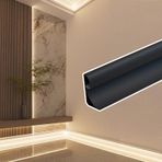 Tavan çıtası profili, duvar projektörü ve süpürgelik için çok yönlü LED kanal profili, siyah alüminyum taç çubuğu, dolaylı aydınlatma, tavan çıtası çerçevesi, ev dekorasyonu 2,4 m / 7,8 Fu