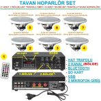 Tavan Hoparlör Seti (1 Adet Hat Trafolu 2 Bölge Amfi + 6 Adet 16 Cm Hat Tafolu Tavan Hoparlör