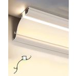 Tavan kalıplaması, LED kanal için alüminyum profil, korniş kalıplama, tavan ve duvar dekorasyonu, yüzeye montaj, ev sineması ışık şeridi için kapak (150 cm/59,1 inç)