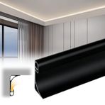 Tavan Profili, Yüzey Montajlı LED Korniş Kalıplama - 30 m (98,4 ft) Siyah Alüminyum Profil Tavan İç Aydınlatması, Süpürgelik ve Duvar Bordürü için - Kusursuz Tasarım