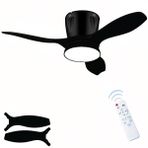 Tavan Vantilatörü LED Avize Armatür 45W 54CM 3 Kanatlı Sessiz DC Motor Uzaktan Kumandalı 3 Kademeli Fan Zamanlayıcı Gece Lambası Modu Akıllı LED Aydınlatma (Siyah Kiraz)