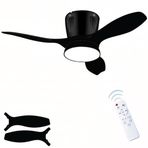 Tavan Vantilatörü LED Avize Armatür 45W 54CM 3 Kanatlı Sessiz DC Motor Uzaktan Kumandalı 3 Kademeli Fan Zamanlayıcı Gece Lambası Modu Akıllı LED Aydınlatma Siyah