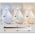 Tavan Vantilatörü, Uzaktan Kumandali LED 40W Isikli Soket 52 cm - Beyaz