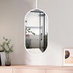 Tavana Asmak için Beyaz Ayna, Asma Banyo Aynası Oval Duvar Aynası Makyaj Aynaları, Tavana Monte Aynalar Metal Çerçeveli Dekoratif Asma Ayna, 40 cm x 60 cm