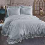 Tavolo Laura 3 Parça Dantelli Lüx Yatak Örtüsü - Gri - 240 x 250 cm
