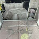 Tavolo Unıque Yeşim Jakarlı Şönil Çift Kişilik Yatak Örtüsü - Pudra - 230 x 240 cm