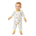Tavşan Desenli Önü Çıtçıtlı Bebek Pijama Takım, SARI, 6-9 AY