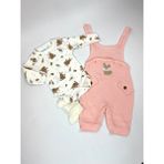 Tavşan Nakışlı Bebek Tulum - Somon - 3 - 6 Ay