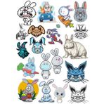 Tavşan Sticker Set 9 18 Parça Telefon, Tablet, Defter, Laptop Sticker