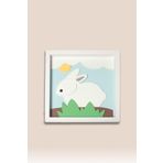 Tavşan Temalı Katmanlı Mdf - Çocuk ve Bebek Odası Duvar Tablosu 33x33x2.5 Cm