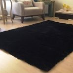 Tavşan Tüyü Dekoratif Post Halı Siyah 100X150