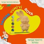 Tavşan Yumi Boyama Seti - Tavşan Yumi Figürü, 5 Farklı Renkte Akrilik Boya, Sulu Boya Fırçası - Eğlenceli Boyama Seti -