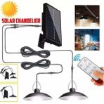 Tawitech Güneş Enerjili Kumandalı Çift Ampullü Su Geçirmez Iç Dış Mekan Sarkıt Solar Bahçe Lambası