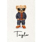 Taylor: Cahier personnalisé avec prénom Taylor | Cadeau d'anniversaire pour enfant, garçon, homme, copain ... | Nounours | 110 pages lignée, Petit Format 6x9 pouces (15,24 x 22,86 cm)