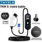Taysla 7 Kw 16A Ev Tipi Bireysel Taşınabilir Portatif Elektrikli Araç Şarj Istasyonu 7 Metre - 7.4 kw