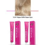 Tazador 2 Li Set Premium 12.01 Yoğun Küllü Süper Açıcı - Kalıcı Krem Saç Boyası 2 x 50 G Tüp