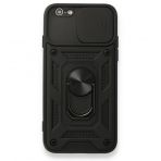 Tazador iPhone 6 Pars Lens Yüzüklü Siyah Silikon Kılıf