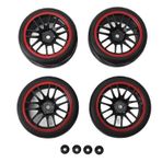 Tbest 4 Adet RC Araba Lastikleri, RC Off Road Plastik Tekerlek Göbeği jantları Kauçuk Lastikler Için Yedek 1/10 RC Araba Modeli