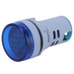 Tbest Elektronik Göstergeler, AD16‑22FSV Yuvarlak Şekil Dijital Gerilim Sinyal Göstergesi Gerilim Ölçer Göstergesi 60~500V ACBeyaz (BLUE)