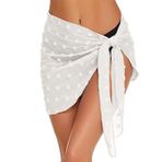 TBSCWYF Sarong şal plaj kadın plaj elbisesi bikini etek Sarong şifon mayo Wrap plaj havlusu beyaz siyah kısa bikini Cover up ekstra kemerli tatil için kadın sarong, beyaz 2, Tek Beden