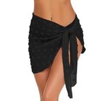 TBSCWYF Sarong şal plaj kadın plaj elbisesi bikini etek Sarong şifon mayo Wrap plaj havlusu beyaz siyah kısa bikini Cover up ekstra kemerli tatil için kadın sarong, Siyah (02), Tek Beden