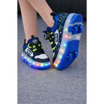 TÇ Tarz Çocuk Erkek Çocuk Işıklı Patenli Ayakkabı – Tekerlekli Kaykaylı Spor Sneaker LED Taban