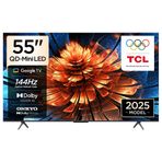 TCL 55 inç Akıllı TV 55Q6C 4K QD-Mini LED Renkli Quantum Crystal HDR10+ Oyun Google TV, 144Hz Doğal Yenileme Hızı, ONKYO 2.1 Hi-Fi Ses Sistemi, Dolby Atmos, Yapay Zekâ Modu, Game Master