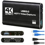 TCNEWCL 4K@60Hz Ses Video Yakalama Kartı, USB 3.0 HDMI Video Yakalama Cihazı, Full HD 1080P, 3.5mm TRS Ses Girişi, HDCP2.2, Oyun Kaydı için, Canlı Yayın Yayını