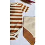 TD Collection Kız-erkek Kısakol Çıtçıtlı Body Ve 2 Adet Müslin Mama Önlüğü, Salya Önlüğü & Fular