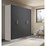 Tdesigno Almina 180 cm 4 Kapaklı Antrasit Beyaz Gardırop