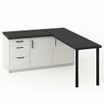 Tdesigno Ay Mutfak Adasi-l Mutfak Adasi-3 Çekmeceli 2 Kapakli-çok Amaçli Dolap-alt Modül-kiler - 150 Cm - Antrasit-beyaz Çok Renkli