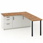Tdesigno Ay Mutfak Adasi-l Mutfak Adasi-3 Çekmeceli 2 Kapakli-çok Amaçli Dolap-alt Modül-kiler - 150 Cm - Beyaz-atlantikçam Çok Renkli