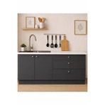 Tdesigno Barkın Alt Modül-çok Amaçlı Dolap -160 Cm -2 Kapaklı-3 Çekmeceli-laminat Beyaz Tezgah Dahil - Antrasit