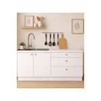 Tdesigno Barkın Alt Modül-çok Amaçlı Dolap -160 Cm -2 Kapaklı-3 Çekmeceli-laminat Beyaz Tezgah Dahil - Beyaz