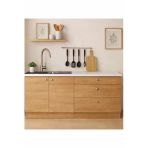 Tdesigno Barkın Alt Modül-Çok Amaçlı Dolap -160 Cm -2 Kapaklı-3 Çekmeceli-Laminat Beyaz Tezgah Dahil