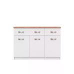 Tdesigno Dune 3 Kapaklı-2 Çekmeceli Mutfak Alt Modül 120 cm Beyaz - Atlantikçam Tezgah Dahil-Çok Amaçlı Dolap