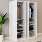 Tdesigno Gümüş Giyinme Dolabı - Çok Amaçlı Dolap - Gardırop 180 Cm-4 Kapaklı Beyaz