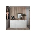 Tdesigno Harlem Mutfak 1 Kapaklı-4 Çekmeceli Alt Modül -150 cm - Çok Amaçlı Dolap -Beyaz-Tezgah Dahil
