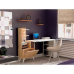 Tdesigno Ibizia Kitaplıklı Çalışma Masası 155 cm Safir Meşe Beyaz - Y: 120 cm D: 60 cm G: 150 cm - Meşe - Beyaz
