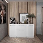 Tdesigno Juba Mutfak 2 Kapaklı-2 Çekmeceli Alt Modül -140 cm - Çok Amaçlı Dolap -Beyaz-Tezgah Dahil