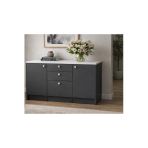 Tdesigno Kora Alt Modül-Çok Amaçlı Dolap -150 Cm -2 Kapaklı-3 Çekmeceli-Laminat Beyaz Tezgah Dahil