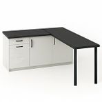 Tdesigno May Mutfak Adasi-l Mutfak Adasi-1 Çekmeceli 3 Kapakli-çok Amaçli Dolap-alt Modül-kiler - 150 Cm - Antrasit-beyaz Çok Renkli