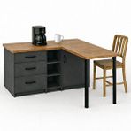 Tdesigno Nara L Mutfak Adası - 3 Çekmeceli 1 Kapaklı - Çok Amaçlı Dolap - Alt Modül - Kiler -130 Cm - Atlantikçam-antrasit Çok Renkli