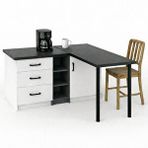 Tdesigno Nara L Mutfak Adası - 3 Çekmeceli 1 Kapaklı - Çok Amaçlı Dolap - Alt Modül - Kiler -130 Cm - Beyaz-antrasit