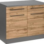 Tdesigno Odin Mutfak Çekmeceli Alt Modül - Dolap 100 Cm Antrasit-Meşe/ Tezgah Dahil