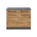Tdesigno Odin Mutfak Çekmeceli Alt Modül - Dolap 120 Cm Antrasit-Meşe/ Tezgah Dahil