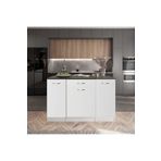 Tdesigno Polka Mutfak Adası -1 Çekmeceli 3 Kapaklı Alt Modül- Çok Amaçlı Dolap 160 cm Tezgah Dahil
