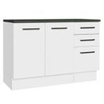 Tdesigno Prag Mutfak Alt Modül 3 Çekmeceli -2 Kapaklı-120 Cm Beyaz-tezgah Dahil