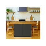 Tdesigno Swan Mutfak Adası - Alt Modül - 2 Kapaklı - 140 Cm - Tezgah Dahil - Antrasit